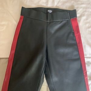 Faux Leather Leggings Red Stripe Accent by Zara
